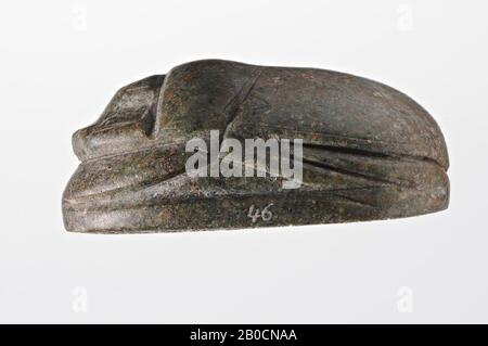 Carabeo cuore, nome, 12 linee, DB 30, sigillo, scarabeo, pietra (verde), 7,3 × 4,8 × 3,2 cm, Egitto Foto Stock