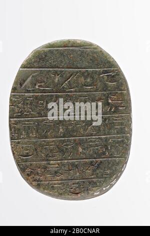 Carabeo cuore, 7 linee, DB 30, nome non riempito, sigillo, scarabeo, pietra (verde), 4 cm, Egitto Foto Stock