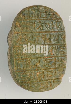 Carabeo cuore, nome, 7 linee, DB 30, sigillo, scarabeo, pietra (verde), 5,7 cm, Egitto Foto Stock
