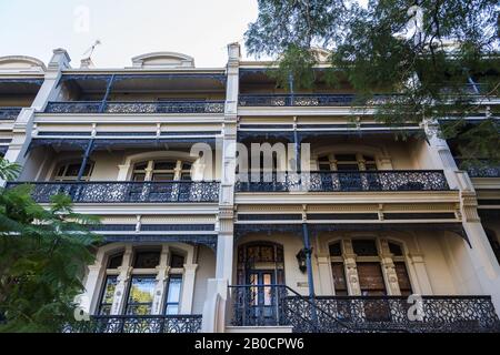 Australian Housing Styles, Victorian, Potts Point, Sydney. Foto Stock