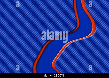 struttura in fibra di carbonio blu e rossa. sfondo e texture in metallo. disegno grafico 3d. Foto Stock
