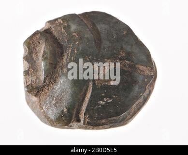 Scarabeo, non decorato, foca, scarabeo, pietra (verde), altezza: 0,8 cm, profondità: 2,3 cm, Egitto Foto Stock
