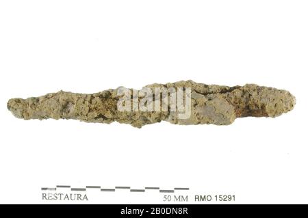 Paesi Bassi Medioevo, striscia, che termina in un punto, ferro, 9,5 x 0,7 cm, x, Paesi Bassi, Utrecht, Wijk bij Duurstede, Wijk bij Duurstede, Dorestad Foto Stock