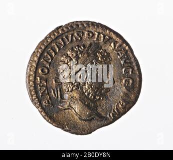 Il periodo romano olandese, moneta, denaro, caracalla, metallo, argento, diam., 18 mm, peso, 2,66 gr, romano 215, Paesi Bassi, Utrecht, Bunnik, Vechten Foto Stock