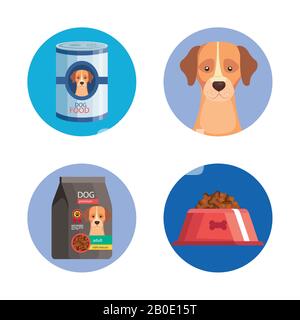 Bundle di pet shop icone Illustrazione Vettoriale