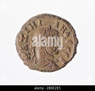 Moneta, tetraradrachm di Maximianus, anno 9, Vz: Testa imperiale r., Drappeggio, MAXIMIANOS SEB, Kz: In piedi Elpis l. con fiore e mantello rialzato, stella, ENATOU - L (anno 9), moneta, tetraidrachme, Maximianus, metallo, trilione, Diam. 18 mm, peso 7,82 gr, periodo greco-romano, epoca imperiale romana 293-294, Egitto Foto Stock