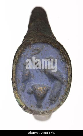 Anello, anello segnaletico, metallo, bronzo, pietra, 1 cm, ø 2,4 cm, Iran Foto Stock