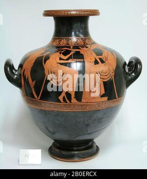 Attico idria o kalpis. Zeus, Hera, entrambi seduti, e Nike ed Hermes. La scena del matrimonio. Oinanthe Painter. Idria o kalpis figurati in soffitta rossa, attribuita al pittore Oinanthe. Raffigura il sacro matrimonio tra Zeus e Hera, nelle vicinanze di Hermes e Iris., Vase, idria, kalpis, ceramica, figura rossa, Attico, 38,4 cm, ø 30,2 cm, figura rossa, Attico, pittore Oinanthe -460 Foto Stock