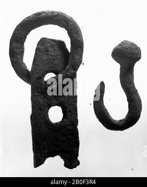 Ferro da stiro con anello, accessori, metallo, ferro, lunghezza: 7,75 cm, romano 1-200, Olanda, Limburgo, Maastricht, Heer, Baccerbosch Foto Stock