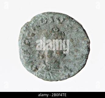 Il periodo romano olandese, moneta, AES-IV, Arcadius, metallo, rame, diam., 12 mm, peso, 1,21 gr, romano 388-392, i Paesi Bassi, Limburgo, Roerdalen, Melick Foto Stock