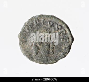 Il periodo romano olandese, moneta, AES-IV, Arcadius, metallo, rame, diam., 12 mm, peso, 1,50 gr, romano 388-395, i Paesi Bassi, Limburgo, Roerdalen, Melick Foto Stock