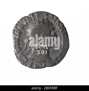 Il periodo romano olandese, moneta, denaro, Traiano, metallo, argento, diam., 17 mm, peso, 2,35 gr, romano 98-99, i Paesi Bassi, Gelderland, Maasdriel, Rossum Foto Stock