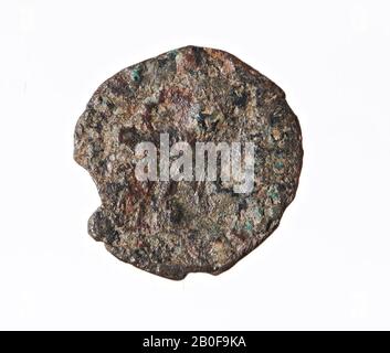 Il periodo romano olandese, moneta, aes-III, Gratian, metallo, rame, diam., 17 mm, peso, 2,05 gr, romano 367-378, i Paesi Bassi, Gelderland, Maasdriel, Rossum Foto Stock