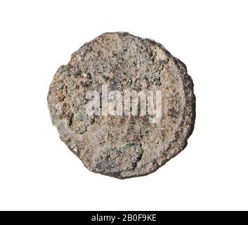 Il periodo romano olandese, moneta, follis, aes-III, 4th secolo, metallo, rame, diam., 14 mm, peso 1,77 gr, romano 330-378, ca, i Paesi Bassi, Gelderland, Maasdriel, Rossum Foto Stock