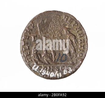 Il periodo romano olandese, moneta, AES-II, Constantio II, metallo, rame, diam., 20 mm, peso, 4,24 gr, roman 348-350, Paesi Bassi Foto Stock