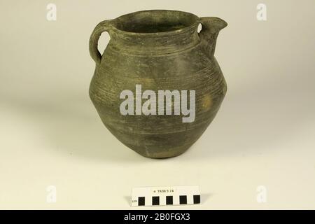 Paesi Bassi Medioevo, pentola, beccuccio piatto, ceramica, giradischi, Frankish, altezza, 23 cm, vmeb 700-900 d.C., Paesi Bassi, Gelderland, Wageningen, Wageningen Foto Stock