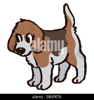 Carino cartone animato foxhound cucciolo caccia cane vettore clipart. Pedigree kennel bambino razza pecorina per gli amanti del cane. Doggy rosso purebed per l'illustrazione del salotto dell'animale domestico Illustrazione Vettoriale