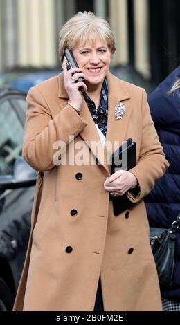 Fine Gael TD Heather Humphreys all'arrivo a Leinster House, Dublino, per la prima seduta del 33rd Dail. Foto Stock