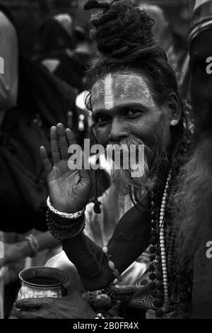 L'immagine di Sadhu nella festa di Rath Yatra a Puri, Odisha, India, Asia Foto Stock