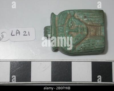 Testa, dea, Hathor, parrucca, mucca, occhio, amuleto, dea, faience, 3 cm (1 3 Foto Stock