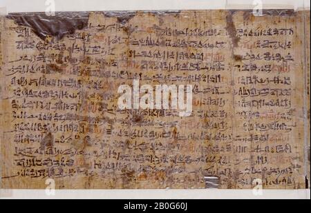 Egitto, scrittura a mano, hieratic, papiro, 19 x 37,8 cm, dimensioni massime dell'oggetto, 18 x 49,5 cm per telaio Foto Stock