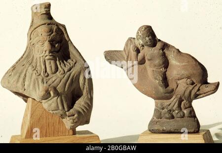 Eros, equitazione, delfino, statua votiva, terracotta, 9,5 cm, periodo greco-romano, periodo imperiale romano, Egitto Foto Stock