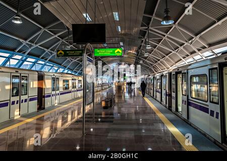 Stazione Della Metropolitana Dell'Aeroporto Di Sofia; Sofia, Bulgaria; Foto Stock