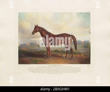 La testa di Gosden, Dopo Edward Troye, (americano, 1808–1874), australiano, Da Venti stampe Colorate A Mano dopo Dipinti Originali di Famosi Thoroughbreds americani di Edward Troye (1808–1874), 1932, Mezzotint su carta, immagine: 10 11/16 x 14 13/16 in. (27,2 x 37,6 cm Foto Stock