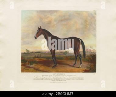 La testa di Gosden, Dopo Edward Troye, (americano, 1808–1874), Longfellow, Da Venti stampe Colorate A Mano dopo Dipinti Originali di Famosi Thoroughbreds americani di Edward Troye (1808–1874), 1932, Mezzotint su carta, immagine: 12 1/8 x 14 11/16 in. (30,8 x 37,3 cm Foto Stock