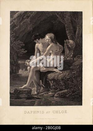 Antoine François Gelée, francese, 1796–1860, Dopo Louis Hersent, (francese, 1777–1860), Daphnis et Chloé, 1806–1860, incisione e incisione su carta wove, immagine: 17 9/16 x 13 9/16 in. (44,6 x 34,4 cm Foto Stock