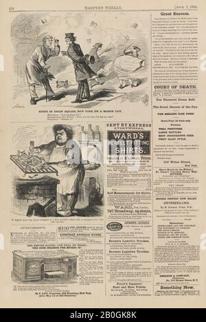 Dopo Winslow Homer, American, 1836–1910, Scene in Union Square, New York, il giorno di marzo, Da Harper's Weekly, vol. 4, 7 Apr. 1860, incisione su carta da giornale, immagine: 5 1/2 x 7 1/16 in. (14 x 17,9 cm Foto Stock