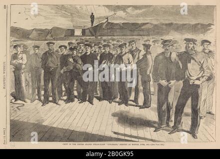 Dopo Winslow Homer, American, 1836–1910, Crew of the United States Steam-Sloop 'Colorado,' Spedito a Boston, Giugno, 1861, Da Harper's Weekly, vol. 5, 13 Luglio 1861, incisione del legno su carta da giornale, immagine: 9 3/16 x 13 3/4 in. (23,3 x 35 cm Foto Stock