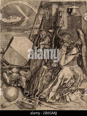 Dopo Albrecht Dürer, tedesco, 1471–1528, Melencalia i, 1514, incisione su carta, 9 5/16 x 7 5/16 in. (23,7 x 18,6 cm Foto Stock