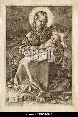 Dopo Albrecht Dürer, in tedesco, 1471–1528, la Vergine col Bambino Sommersi, 1514, incisione su carta, Confine: 6 5/16 x 4 1/2 in. (16 x 11,5 cm Foto Stock