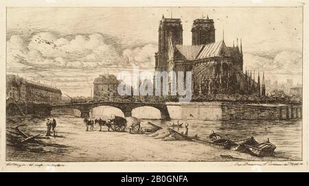 Charles Méryon, francese, 1821–1868, di parentage inglese, l'Abside de Notre Dame, Parigi, 1854, Incisione su carta, immagine: 5 7/8 x 11 5/16 in. (14,9 x 28,7 cm Foto Stock