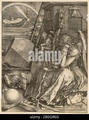 Albrecht Dürer, tedesco, 1471–1528, Melencalia i, 1514, incisione su carta, immagine: 9 1/2 x 7 5/16 in. (24,1 x 18,6 cm Foto Stock