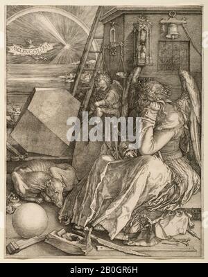 Albrecht Dürer, tedesco, 1471–1528, Melencolia i, 1514, incisione su carta, immagine: 9 3/8 x 7 3/8 in. (23,8 x 18,7 cm Foto Stock