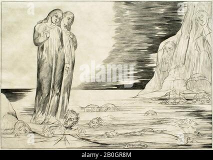 William Blake, inglese, 1757–1827, Divina Commedia di Dante: Illustrazioni, 1824–1827, incisione (ri-sciopero) sulla carta Foto Stock