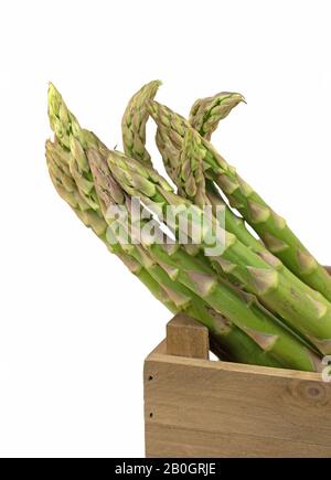 Asparagi freschi su sfondo bianco Foto Stock