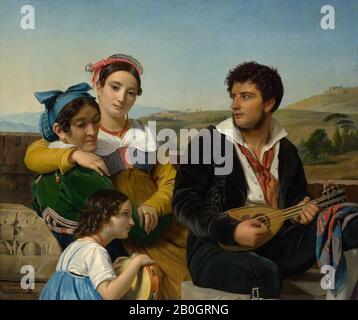François-Joseph Navez, Belga, 1787–1869, Gruppo musicale, 1821, olio su tela, 46 x 54 3/4 in. (116,8 x 139,1 cm Foto Stock