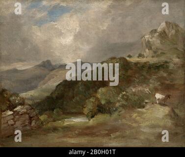 John Constable, inglese, 1776–1837, Bow Fell, Cumberland, 1807, olio su tela, 8 1/16 x 10 pollici. (20,4 x 25,4 cm Foto Stock
