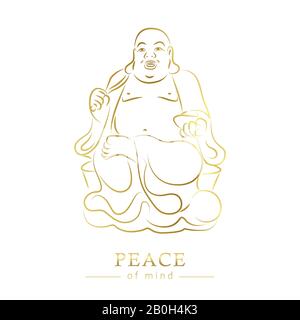 figura del buddha d'oro pace della mente isoladet su sfondo bianco vettore illustrazione EPS10 Illustrazione Vettoriale