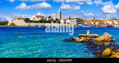 Bella isola di Rab, vista panoramica, Croazia. Foto Stock