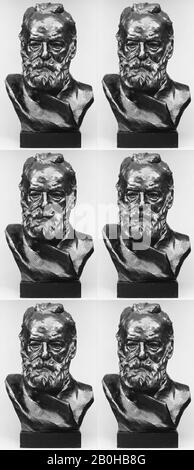 Auguste Rodin, Victor Hugo, francese, Auguste Rodin (francese, Parigi 1840–1917 Meudon), primo modello 1883, francese, bronzo, base in marmo, Totale: 17 1/2 × 12 1/2 × 11 in. (44,5 × 31,8 × 27,9 cm), scultura-bronzo Foto Stock