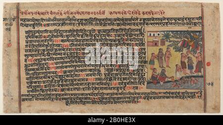 Krishna Ruba L'Abbigliamento Dei Gopis: Pagina Da Un Manoscritto Disperso Di Bhagavata Purana, India (Rajasthan, Mewar), Ca. 1620–30, India (Rajasthan, Mewar), inchiostro e acquerello opaco su carta, 9 1/4 x 15 7/8 in. (23,5 x 40,3 cm), Dipinti Foto Stock