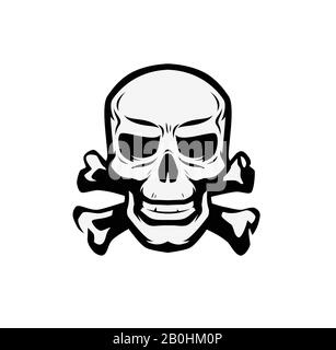 Simbolo cranio e crossone. Jolly Roger, emblema pirata illustrazione vettoriale Illustrazione Vettoriale