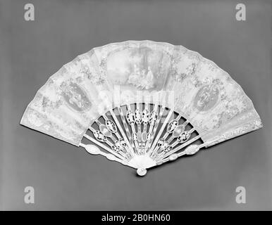 Fan, francese, 18th secolo, francese, 10 1/2 x 18 in. (26,7 x 45,7 cm), Ventilatori Foto Stock