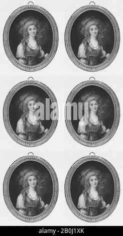 Peter Adolf Hall, Ritratto Di Una Giovane Donna, Peter Adolf Hall (Svedese, 1739–1793), Ca. 1790, Avorio, ovale, 2 3/4 x 2 1/8 in. (70 x 55 mm), miniature Foto Stock