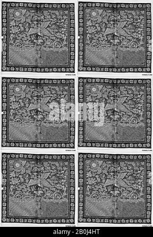 Distintivo di rango con Egret (?), Cina, dinastia Qing (1644–1911), Data 19th secolo, Cina, seta, filo metallico, 12 1/4 x 11 1/2 in. (31,11 x 29,21 cm), Ricamati con tessuti Foto Stock