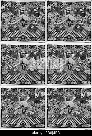 Badge Classifica donna con Egret, Cina, dinastia Qing (1644–1911), Data fine 18th–inizio 19th secolo, Cina, seta su seta, 8 1/2 x 9 1/4 in. (21,59 x 23,50 cm), Ricamati con tessuti Foto Stock